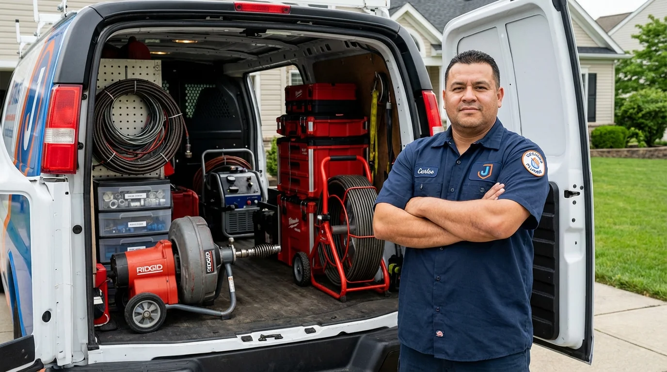 Professional drain cleaning equipment and Johns Plumbing LLC plumber in Demopolis
