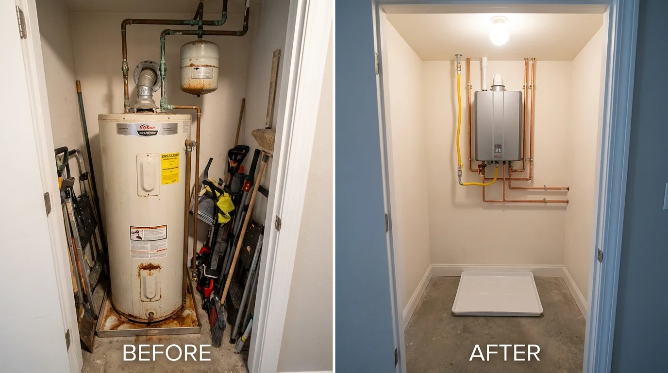 Tank water heater versus wall-mounted tankless unit comparison for Demopolis, AL homeowners